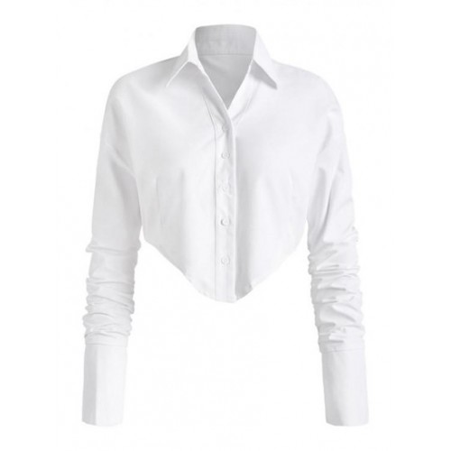 Ruched Sleeve Corset-style Solid Shirt