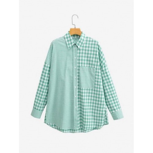 Gingham Drop Shoulder Pocket Shirt