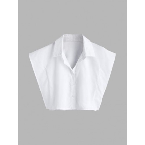 Solid Color Button Cropped Blouse