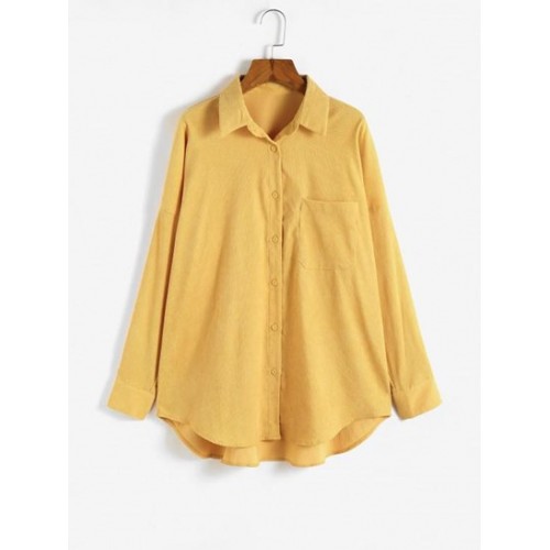 Drop Shoulder Pocket Oversized Shirt