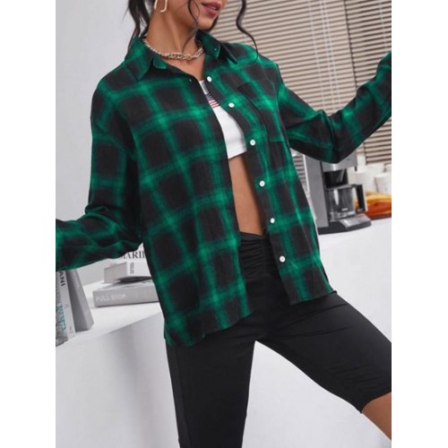 Plaid Drop Shoulder Pocket Shirt