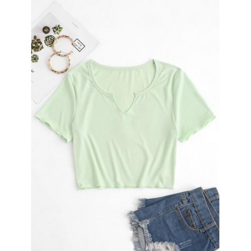 Ribbed V Notch Pastel Baby Tee