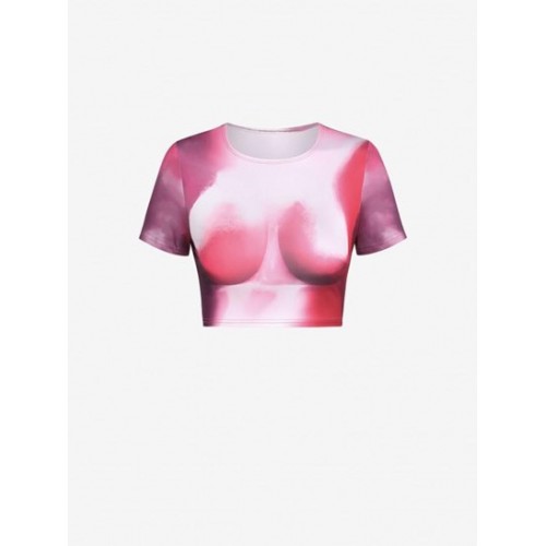 Tie Dye 3D Print Crop T Shirt