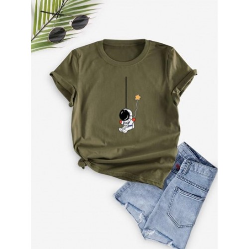 Astronaut Star Print Short Sleeve T Shirt