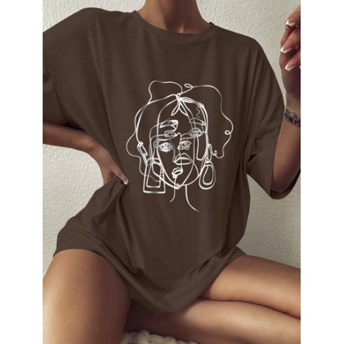 Sketch Women Print Drop Shoulder T Shirt