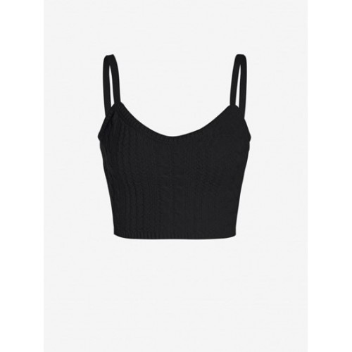 Sleeveless Solid Color Knit Crop Top