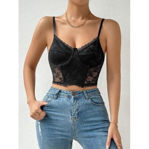 Underwire Bustier Sheer Lace Cami Top