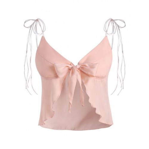 Tie Shoulder Knot Front Bustier Top