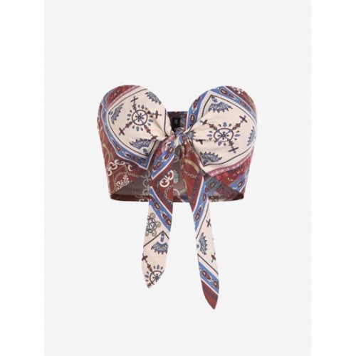 Chain Scarf Print Tie Bandeau Top