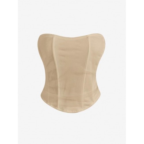 Strapless Mesh Overlay Corset Top