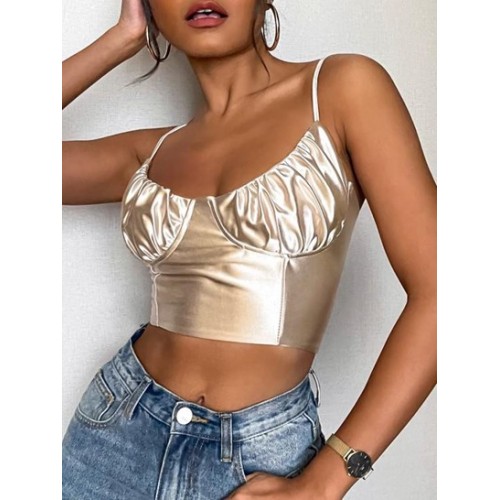 Lace Up Silky Bustier Corset Style Top