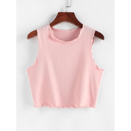 Jersey Lettuce Trim Crop Tank Top