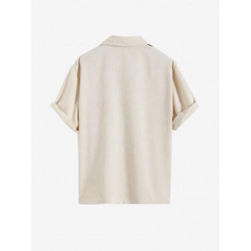 Front Pocket Corduroy Button Down Shirt