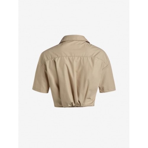 Drop Shoulder Crop Shirt