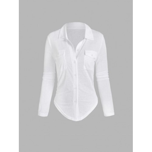 Semi Sheer Pocket Tied Shirt