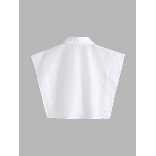 Solid Color Button Cropped Blouse
