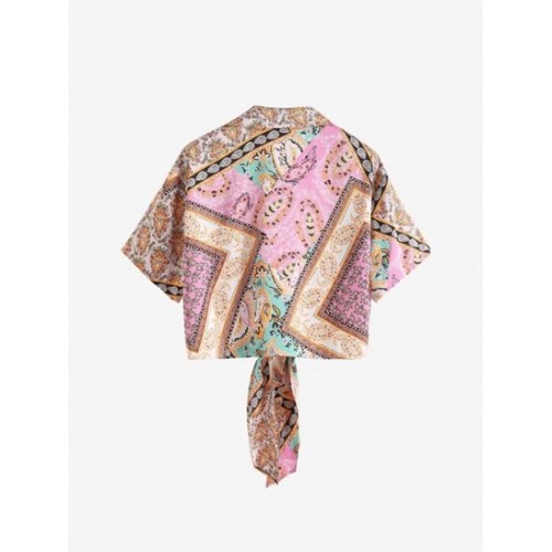 Ethnic Floral Paisley Print Tied Shirt