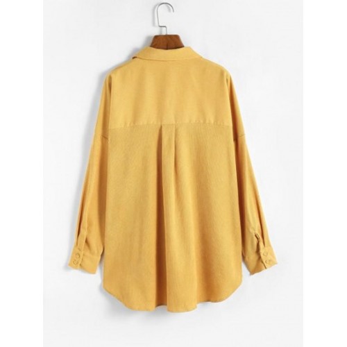 Drop Shoulder Pocket Oversized Shirt