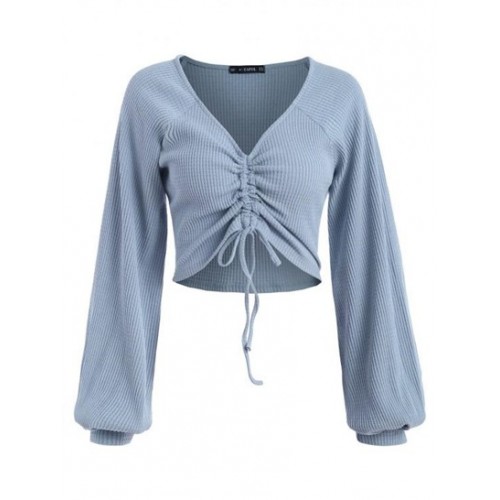 Textured Knitted Gathered Top