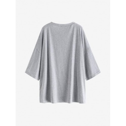 Sketch Flower Oversized Drop Shoulder Boyfriend Tee
