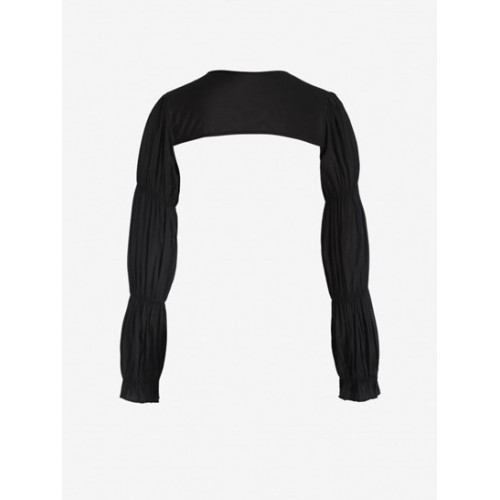 Tie Collar Poet Sleeve Shrug Top