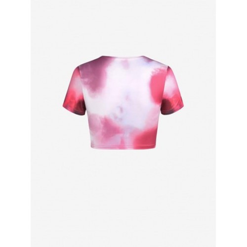 Tie Dye 3D Print Crop T Shirt