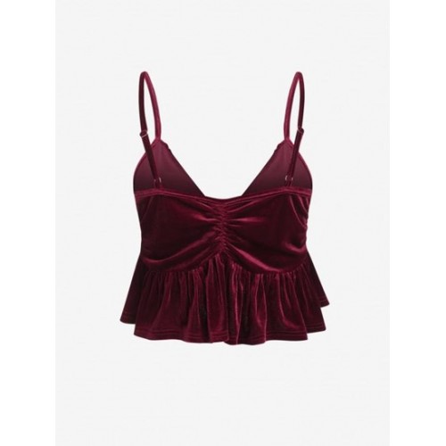 Velour Ruched Peplum Camisole