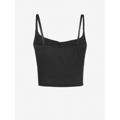 Solid Cropped Button Front Cami Top