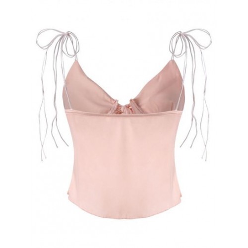 Tie Shoulder Knot Front Bustier Top