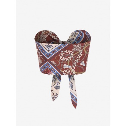 Chain Scarf Print Tie Bandeau Top