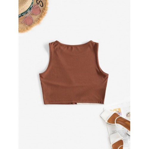 Ribbed Two Tone Crop Tank Top