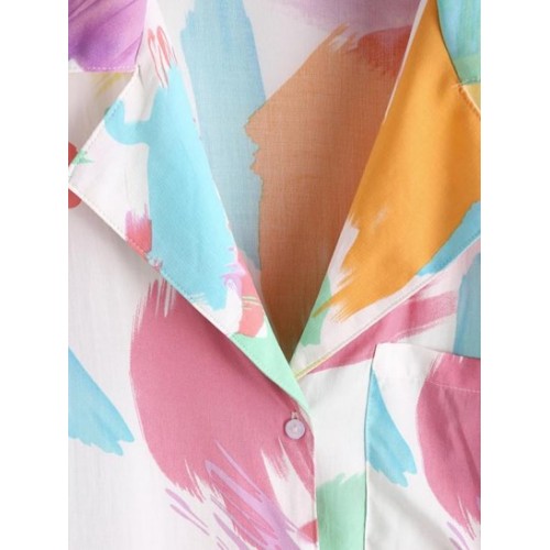 Painting Drop Shoulder Pocket Shirt