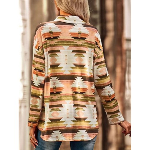 Ethnic Geo Print Front Pocket Shirt