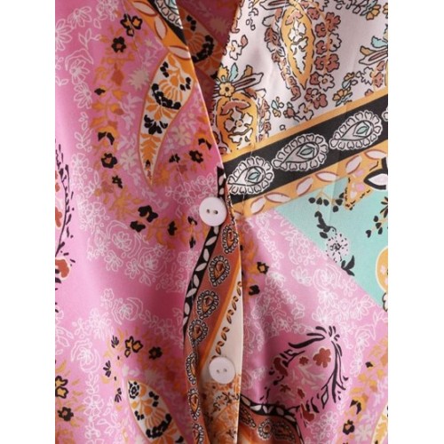 Ethnic Floral Paisley Print Tied Shirt