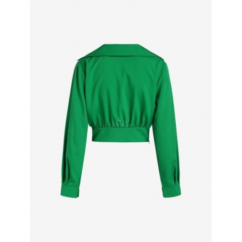 Knotted Lapel Crop Shirt