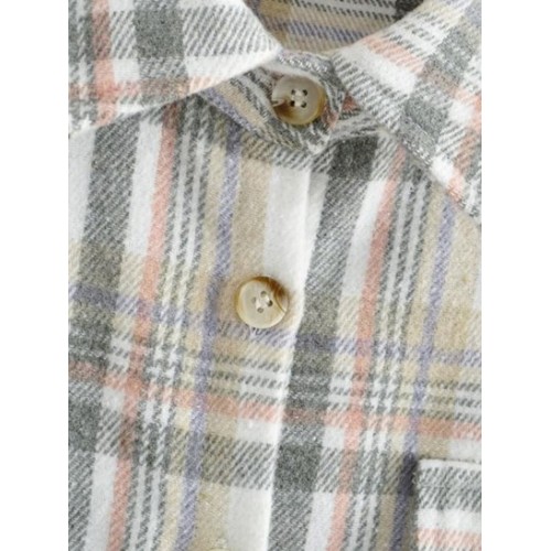 Plaid Drop Shoulder Pockets Shirt