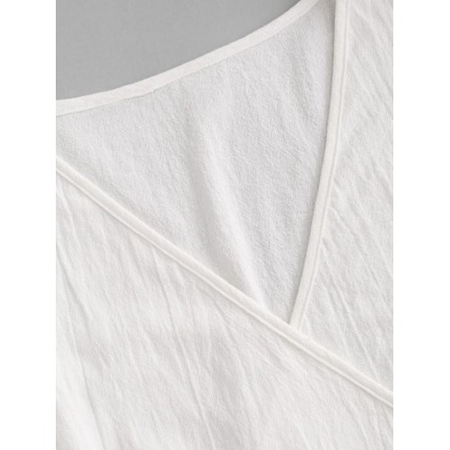 Surplice Plunging Wrap Waist Blouse