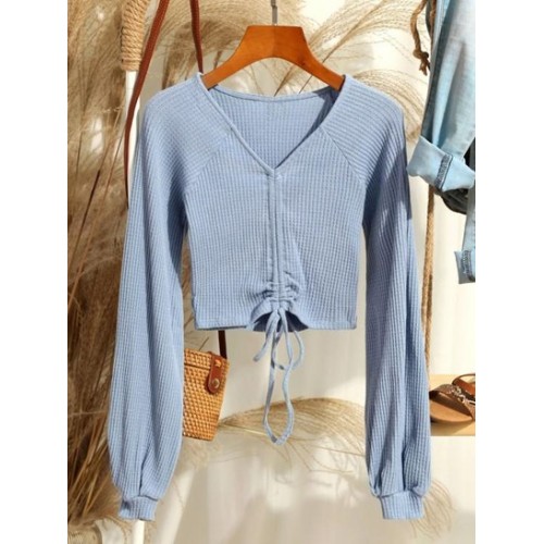 Textured Knitted Gathered Top