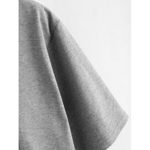 Sun Star Slogan Print Raw Hem Crop T Shirt