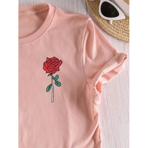 Short Sleeve Floral Print T Shirt