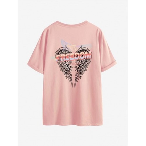 Wing Freedom Print Drop Shoulder T Shirt