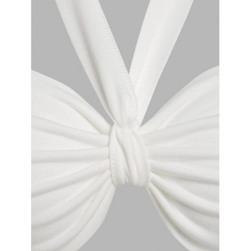 Tie Criss Cross Cut Out Halter Tee