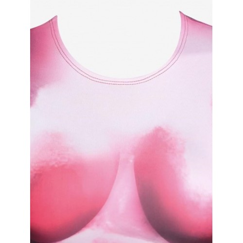 Tie Dye 3D Print Crop T Shirt