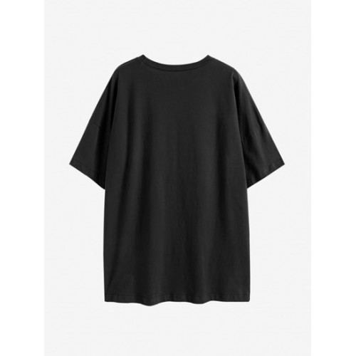 Planet Astronaut Bear Print Drop Shoulder T Shirt