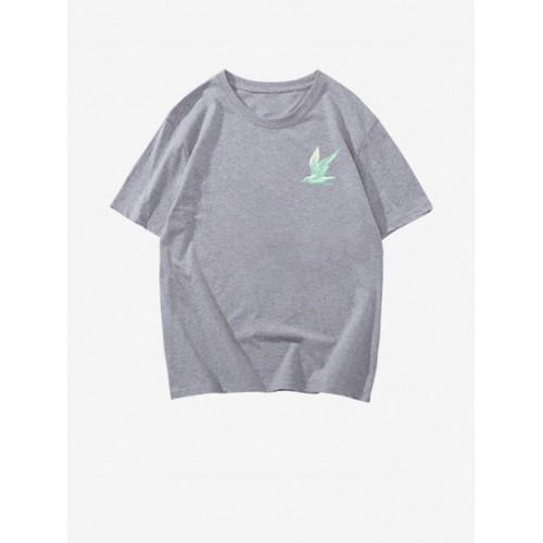 Bird Live For Adventure Print Drop Shoulder T Shirt