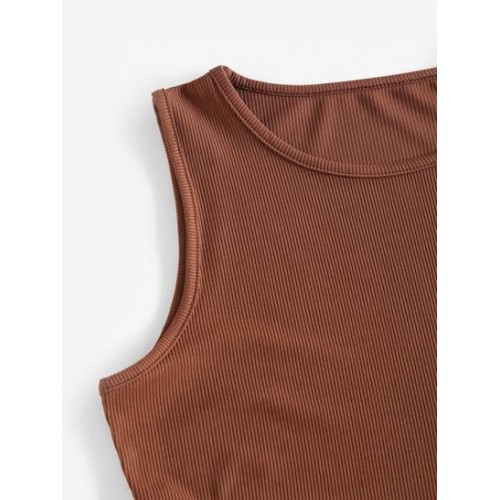Ribbed Two Tone Crop Tank Top