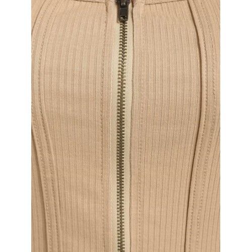 Ribbed Full Zip Cropped Cami Top