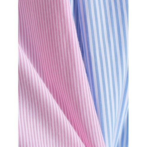 Front Pocket Two Tone Stripes Cropped Shirt
