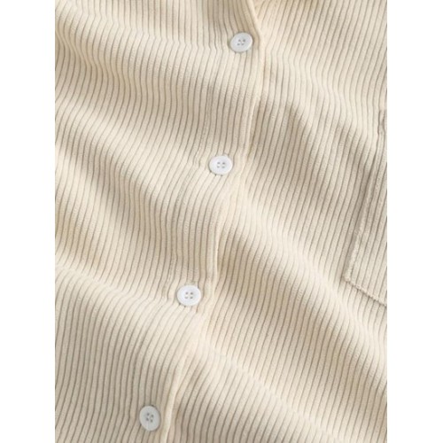 Front Pocket Corduroy Button Down Shirt