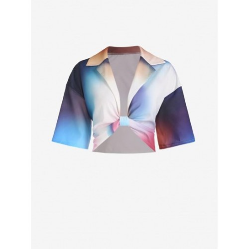 Tie Dye Drop Shoulder Knotted Shirt